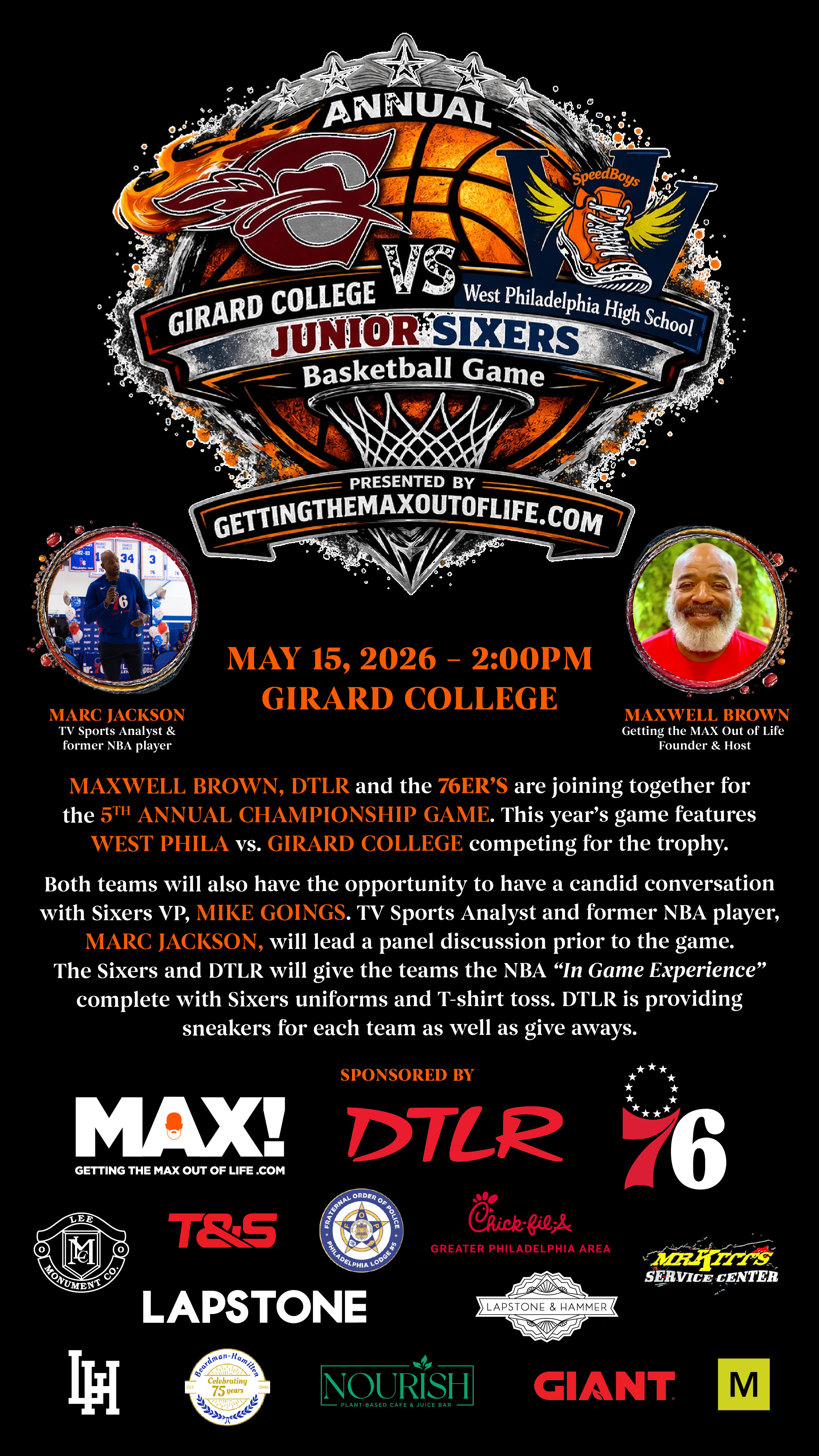 Junior Sixers Basketball Game — May 15, 2026 - 2pm
